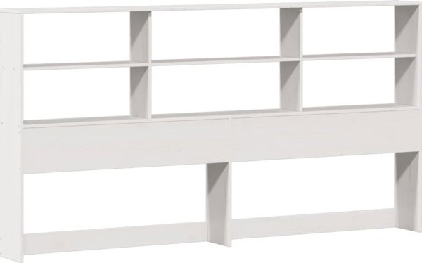 vidaXL Κρεβάτι με ράφι, χωρίς στρώμα, λευκό, 180x200 εκ, πεύκο