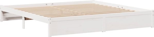 vidaXL Κρεβάτι με ράφι, χωρίς στρώμα, λευκό, 180x200 εκ, πεύκο