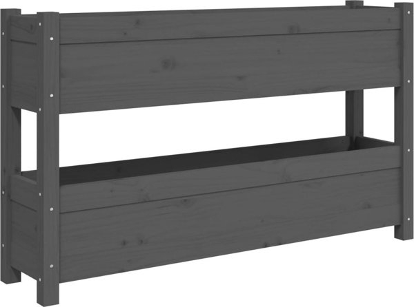 vidaXL Donica, szara, 112x25x66 cm, lite drewno sosnowe