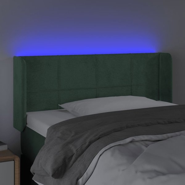 vidaXL Κεφαλάρι κρεβατιού με LED, σκούρο πράσινο, βελούδινο, 83x16x78/88 cm