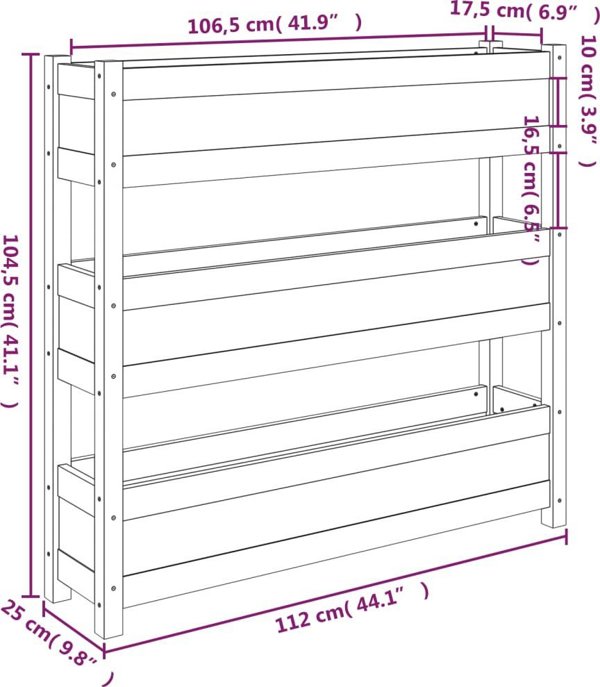 vidaXL Donica, 112x25x104,5 cm, lite drewno sosnowe