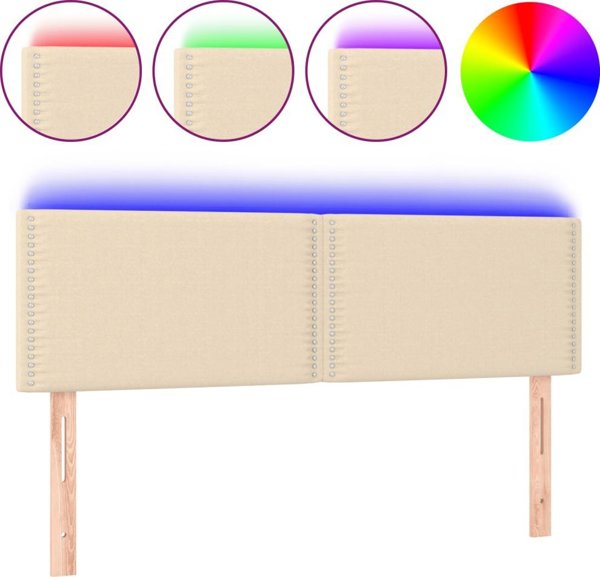 vidaXL κεφαλάρι κρεβατιού με LED, κρεμ, 144x5x78/88 cm, ύφασμα
