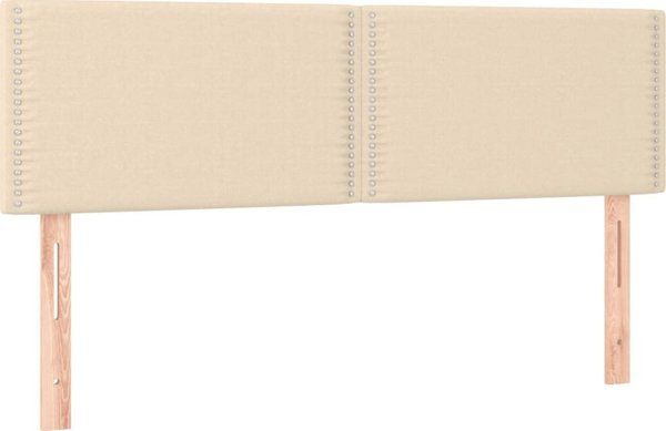 vidaXL κεφαλάρι κρεβατιού με LED, κρεμ, 144x5x78/88 cm, ύφασμα