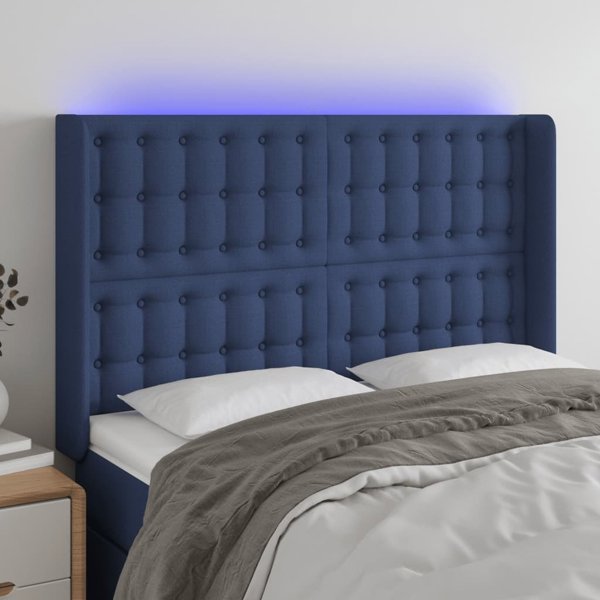 vidaXL Zaglowek do lozka z LED, mple, 147x16x118/128 cm, tkanina