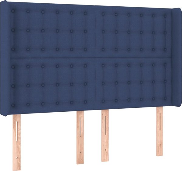 vidaXL Zaglowek do lozka z LED, mple, 147x16x118/128 cm, tkanina