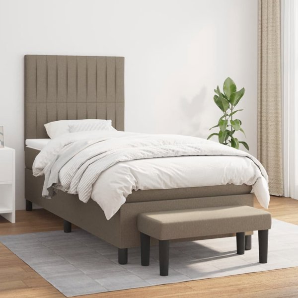vidaXL Κρεβάτι Κοντινεντάλ με Στρώμα, taupe, ύφασμα, 80x200 cm