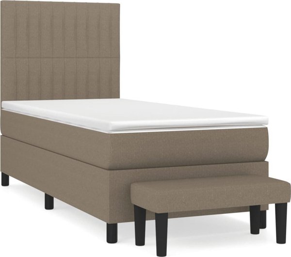 vidaXL Κρεβάτι Κοντινεντάλ με Στρώμα, taupe, ύφασμα, 80x200 cm