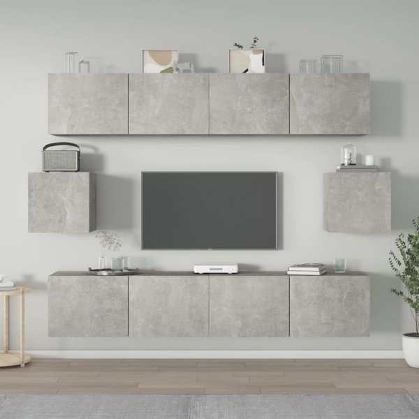 vidaXL Σετ 6 ντουλάπια τηλεόρασης, σκουρό γκρι τσιμέντο
