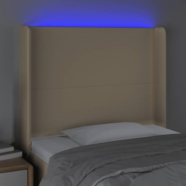 vidaXL Zaglowek do lotka z LED, kremowy, 103x16x118/128 cm, tkanina