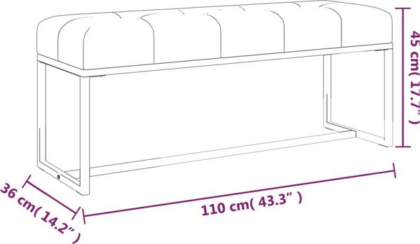 vidaXL Lawka ciemnozielona, 110x36x45 cm, tapicerowana aksamitem