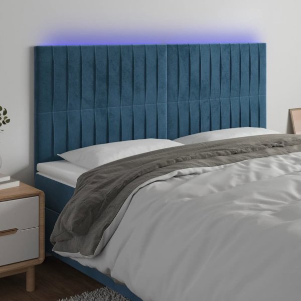 vidaXL Κεφαλάρι κρεβατιού με LED, σκούρο μπλε, 180x5x118/128 cm