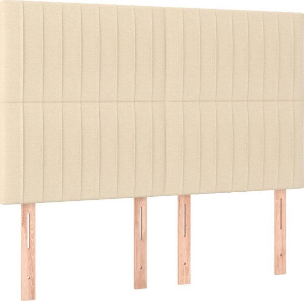 vidaXL Κοντινεντάλ κρεβάτι με στρώμα, κρεμ, 140x190 cm, ύφασμα