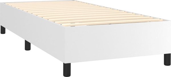 vidaXL Lozko kontynentalne z materacem i LED, biala ekoskora 90x190 cm
