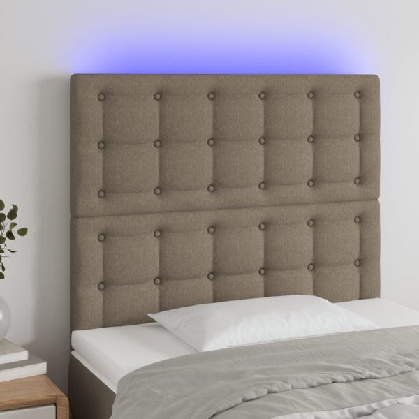 vidaXL Προσκέφαλο κρεβατιού με LED, taupe, 100x5x118/128 cm, ύφασμα