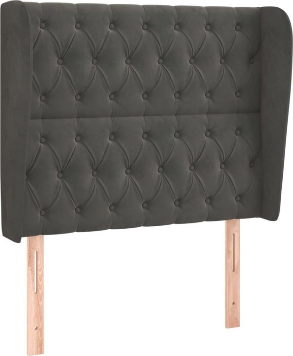 vidaXL Zaglowek uszak, σκούρο γκρι, 103x23x118/128 cm, βελούδο