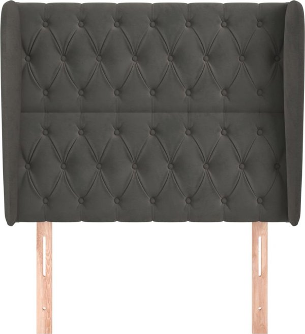 vidaXL Zaglowek uszak, σκούρο γκρι, 103x23x118/128 cm, βελούδο