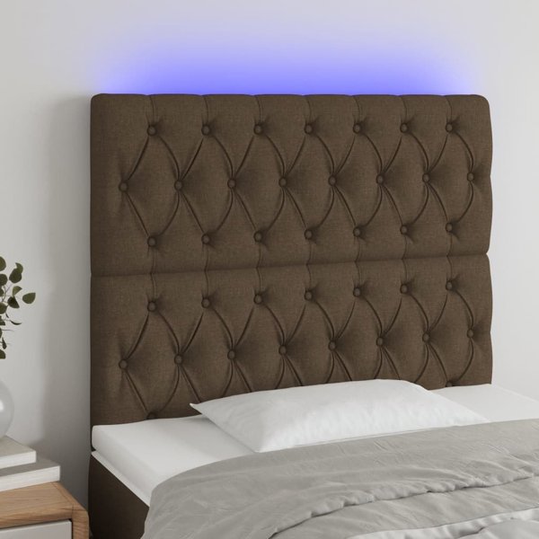 vidaXL Κεφαλάρι για Κρεβάτι με LED, Σκούρο Καφέ, Υφασμάτινο 100x7x118/128 cm