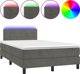 vidaXL Κοντινεντάλ κρεβάτι με στρώμα και LED, γκρι βελούδο, 120x200cm