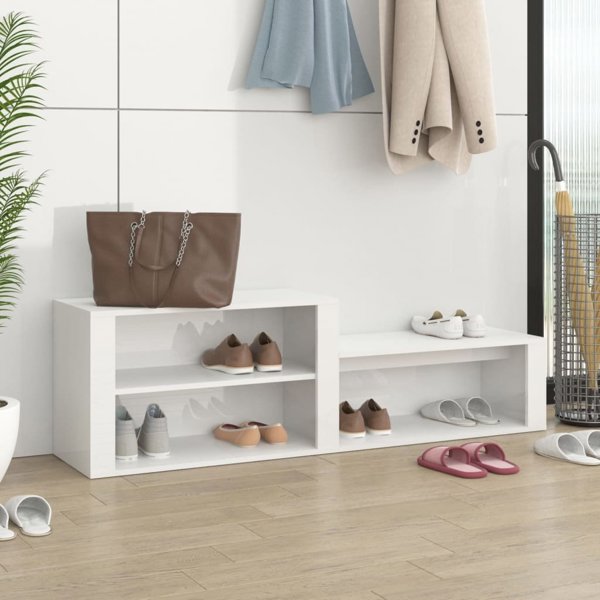 vidaXL Ντουλάπι παπουτσιών, λευκό, γυαλιστερό, 150x35x45 εκ.