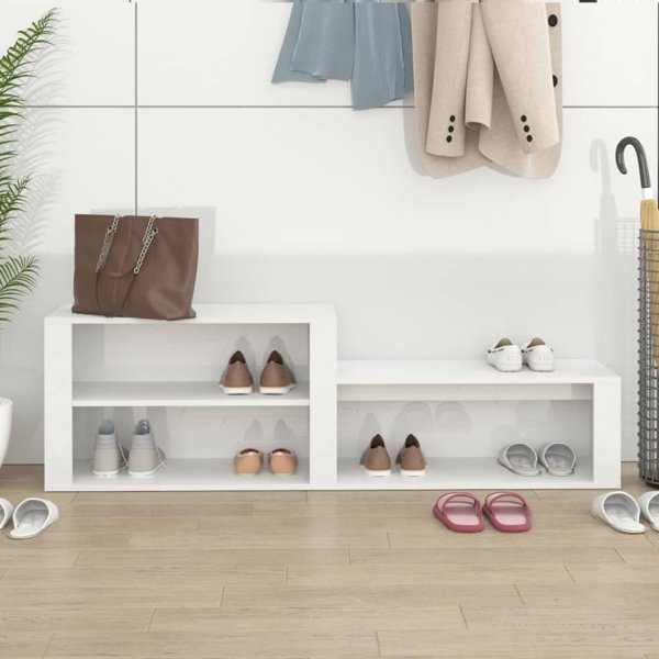 vidaXL Ντουλάπι παπουτσιών, λευκό, γυαλιστερό, 150x35x45 εκ.