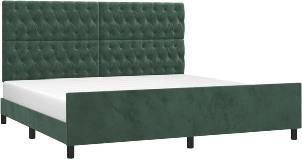vidaXL Rama λίστας με κεφαλάρι, σκουροπράσινο, 200x200 εκ., βελούδινη