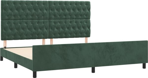 vidaXL Rama λίστας με κεφαλάρι, σκουροπράσινο, 200x200 εκ., βελούδινη