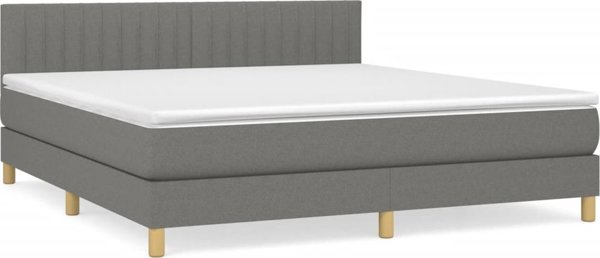 vidaXL κρεβάτι continental με στρώμα, σκουρόχρωμο γκρι ύφασμα 180x200 εκ.