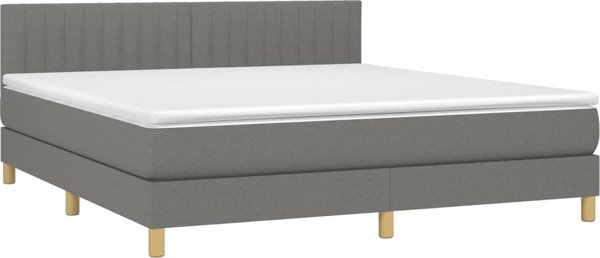 vidaXL κρεβάτι continental με στρώμα, σκουρόχρωμο γκρι ύφασμα 180x200 εκ.