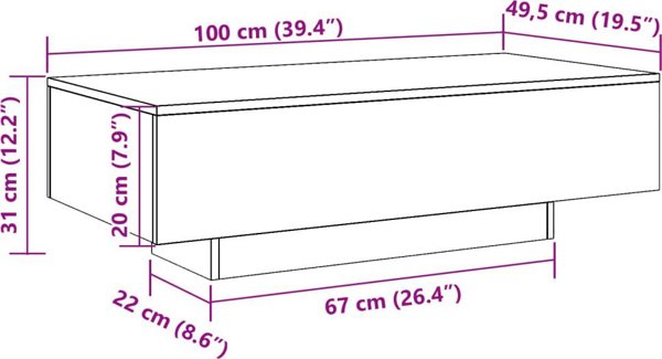 vidaXL vidaXL Stolik kawowy, stare drewno, 100x49,5x31 cm