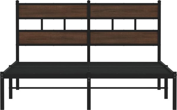 vidaXL Κρεβάτι με κεφαλάρι, καφέ δρυς, 160x200 εκ., χωρίς στρώμα
