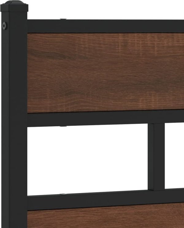 vidaXL Κρεβάτι με κεφαλάρι, καφέ δρυς, 160x200 εκ., χωρίς στρώμα