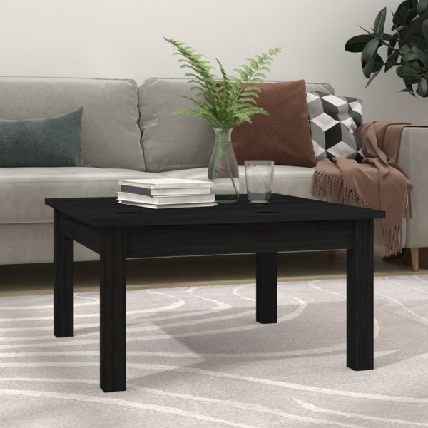 vidaXL vidaXL Stolik kawowy, czarny, 55x55x30 cm, lite drewno sosnowe