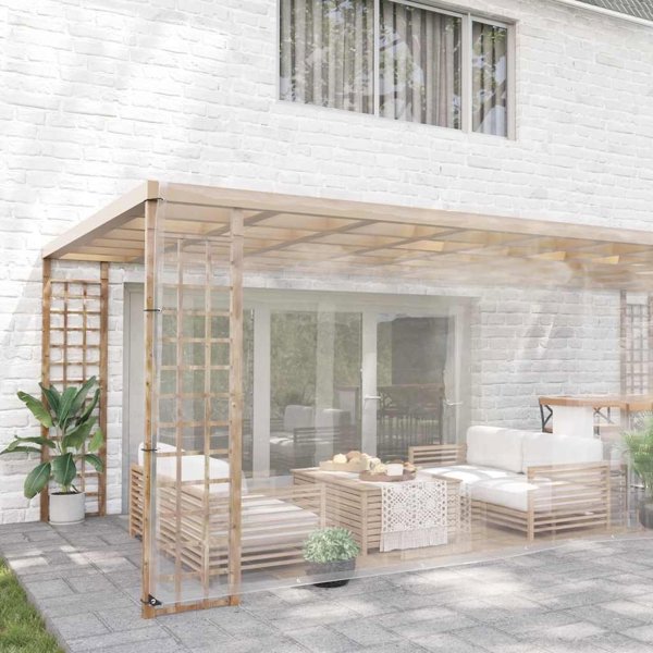 vidaXL Przezroczysta plandeka z oczkami 5x8 m PVC