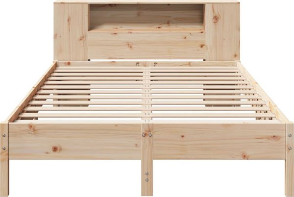 vidaXL Κρεβάτι με ράφι, χωρίς στρώμα, 140x200 εκ., συμπαγές πεύκο