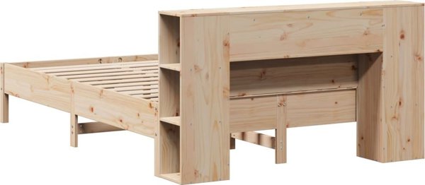vidaXL Κρεβάτι με ράφι, χωρίς στρώμα, 140x200 εκ., συμπαγές πεύκο