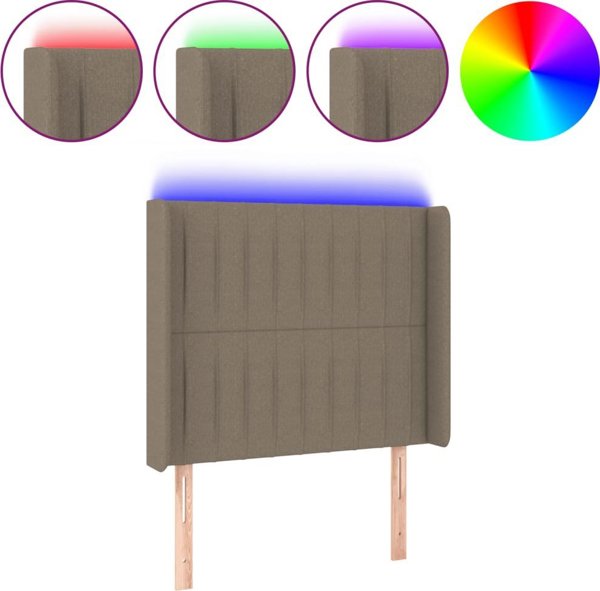 vidaXL Zaglowek do lozka me LED, taupe, 93x16x118/128 cm, vethon