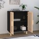 vidaXL vidaXL Komoda, czarna, 60x30x70 cm, lita sosna i naturalny rattan
