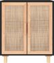 vidaXL vidaXL Komoda, czarna, 60x30x70 cm, lita sosna i naturalny rattan