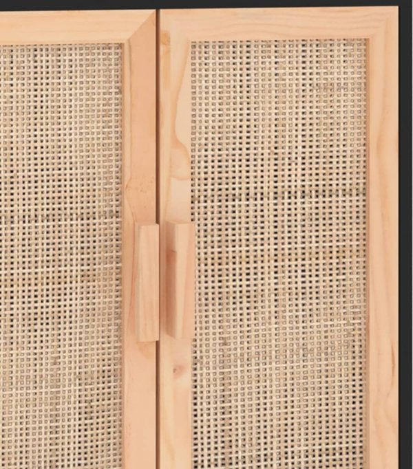 vidaXL vidaXL Komoda, czarna, 60x30x70 cm, lita sosna i naturalny rattan