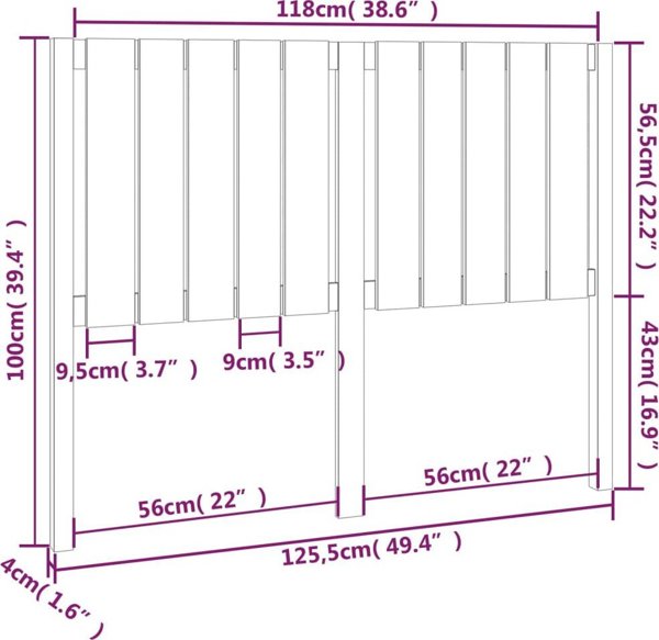vidaXL Κεφαλάρι κρεβατιού, μελί καφέ, 125,5x4x100 εκ, πεύκο ξύλο