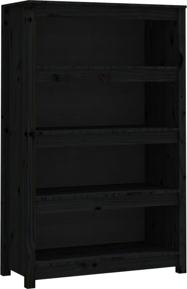 vidaXL Βιβλιοθήκη, Μαύρη, 80x35x126 εκ, Συμπαγές Πεύκο