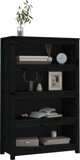 vidaXL Βιβλιοθήκη, Μαύρη, 80x35x126 εκ, Συμπαγές Πεύκο