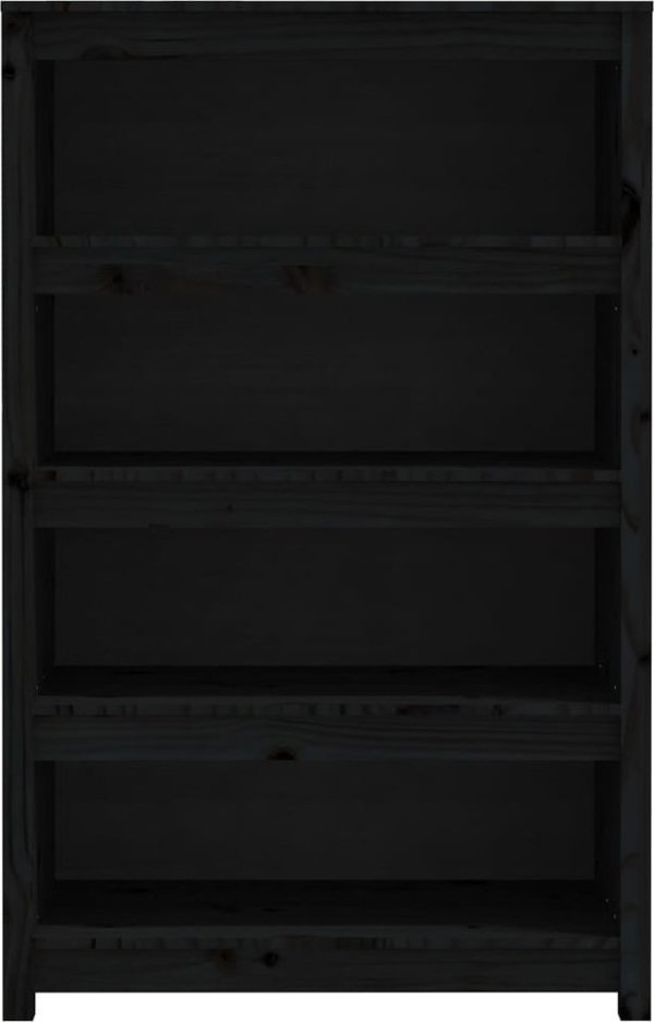 vidaXL Βιβλιοθήκη, Μαύρη, 80x35x126 εκ, Συμπαγές Πεύκο