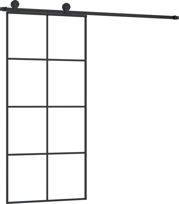 vidaXL Συρόμενη πόρτα με μηχανισμό, 90x205 cm, γυαλί ESG και αλουμίνιο