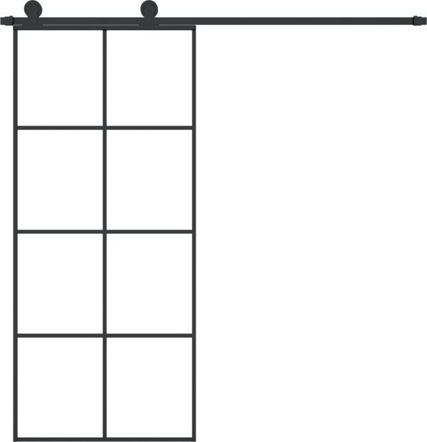 vidaXL Συρόμενη πόρτα με μηχανισμό, 90x205 cm, γυαλί ESG και αλουμίνιο
