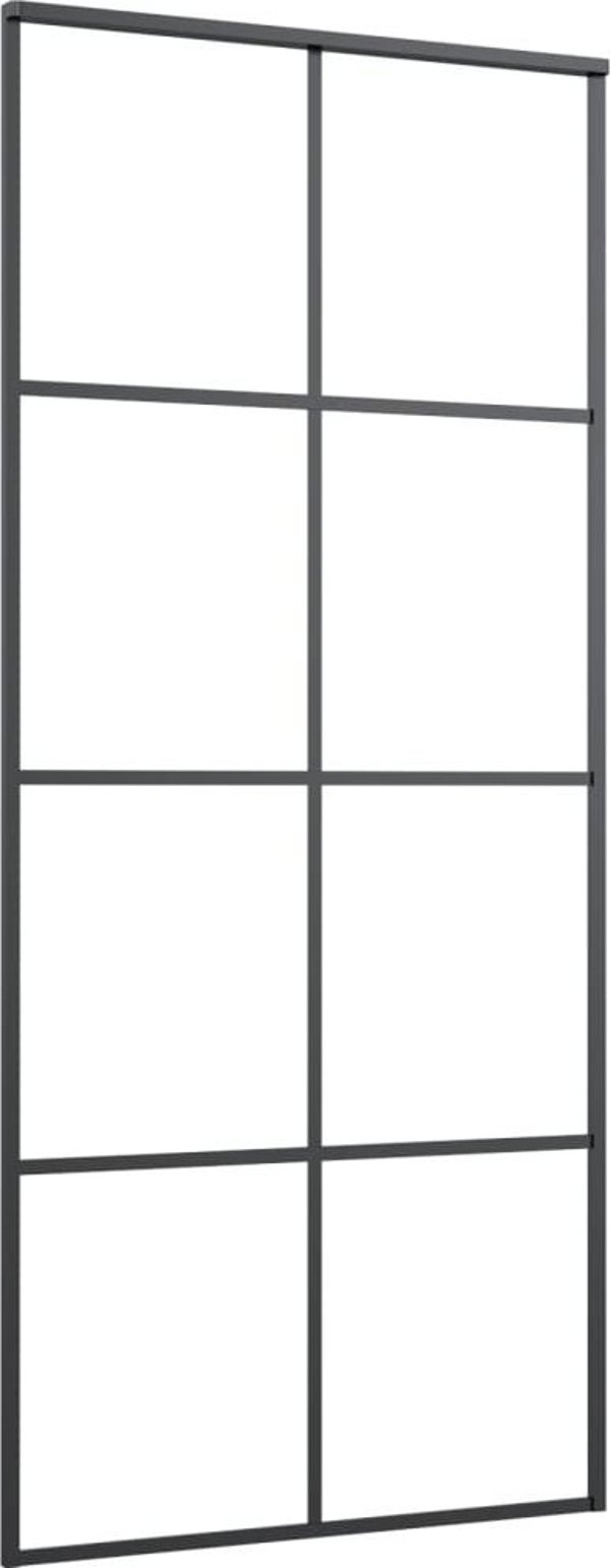 vidaXL Συρόμενη πόρτα με μηχανισμό, 90x205 cm, γυαλί ESG και αλουμίνιο