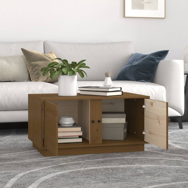 vidaXL Stolik kawowy miodowy braz 80x50x40 cm lite drewno sosnowe