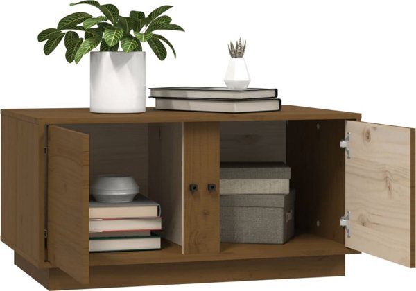 vidaXL Stolik kawowy miodowy braz 80x50x40 cm lite drewno sosnowe