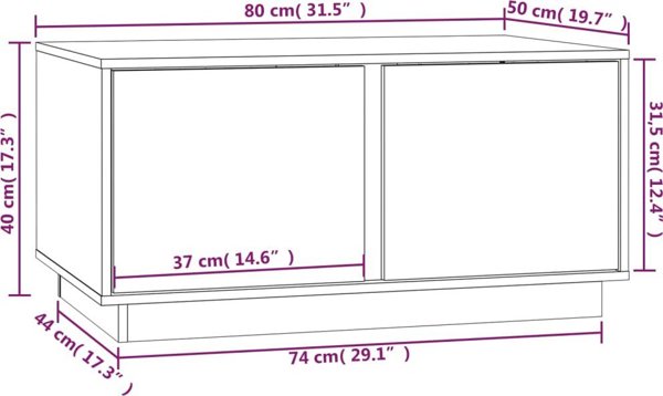 vidaXL Stolik kawowy miodowy braz 80x50x40 cm lite drewno sosnowe