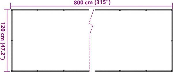 vidaXL Γκρι προστασία μπαλκονιού PVC 800x120 cm